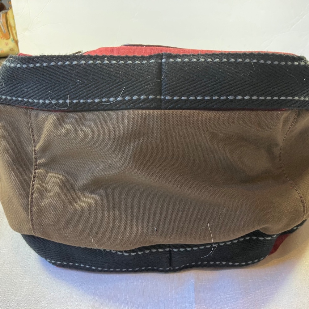 Chala Toffy Dog Large Tote Canvas/Vegan Leather, Burgundy With Black Handles EUC - Picture 4 of 13